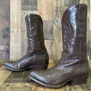 Los Altos Vintage Handmade Ostrich Leg Brown Cowboy Boots Mens 9 D